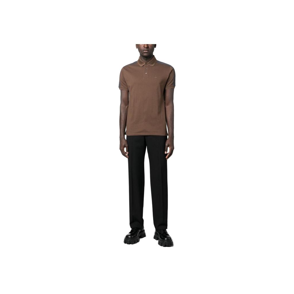 Emporio Armani SS23 Striped Color Block Logo Embroidered Short Sleeve Polo Shirt Men polo shirts Brown 3R1F72-1JTKZ-0440