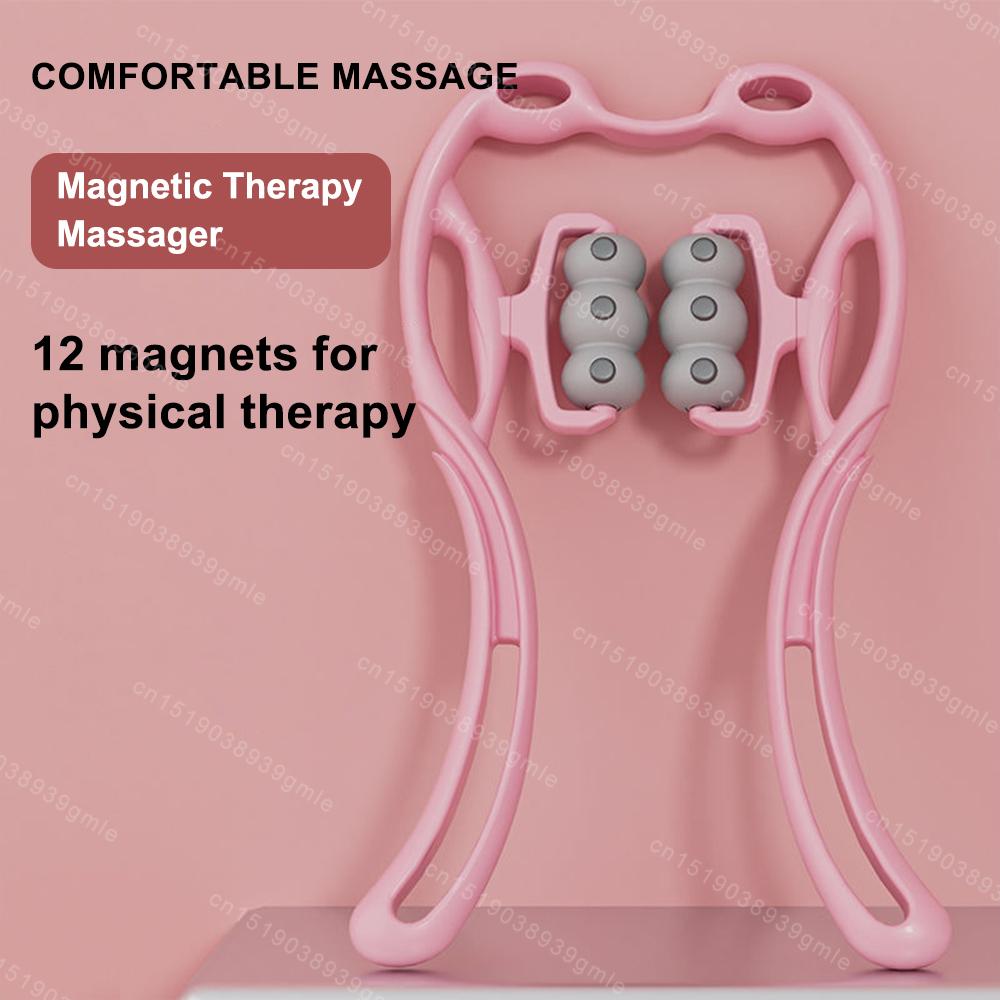 12 Magnetic Cervical Massager Neck Booster Hand-Held Physiotherapy Massage Roller Relax Muscles and Tendons Lengthen Leg Lines