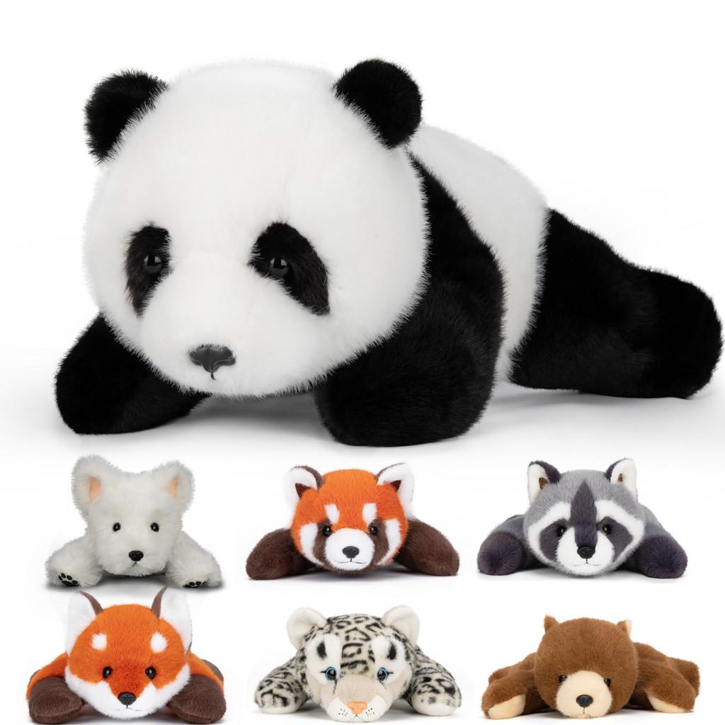 Homehalo Panda Plush Toy Hugging Pillow - Small, Cute, Fluffy, Weighted Beads, Comfortable, Cozy, and Fun Cuddle Pillow - Great for Birthdays, Gifts,