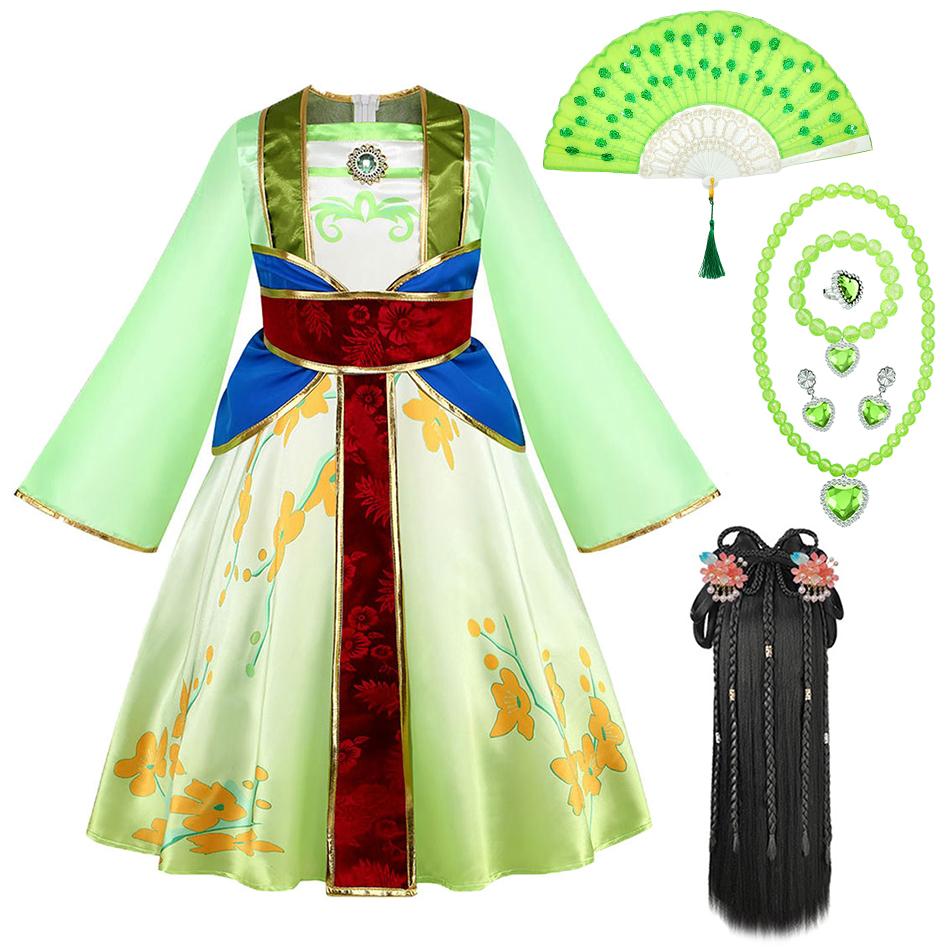 Enfants Mulan Cosplay Robe de Princesse Filles Style Chinois Hanfu Costume Traditionnel Enfants Anniversaire Fête de Carnaval Vêtements de Fée
