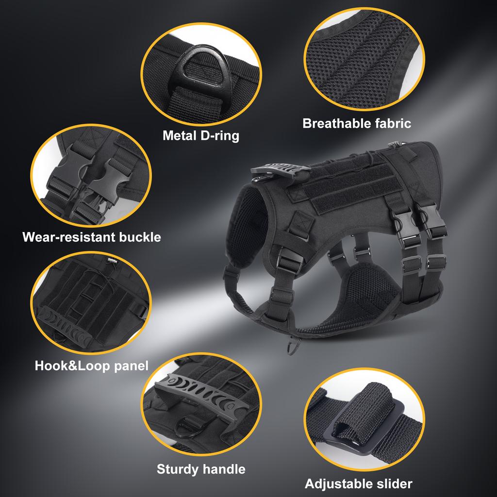 Tactical Chest Strap Large Dog Explosion Proof Outdoor Anti Slip Tank Top Pet Traction Dog Harness Reinforcement Loop Dog Walkin