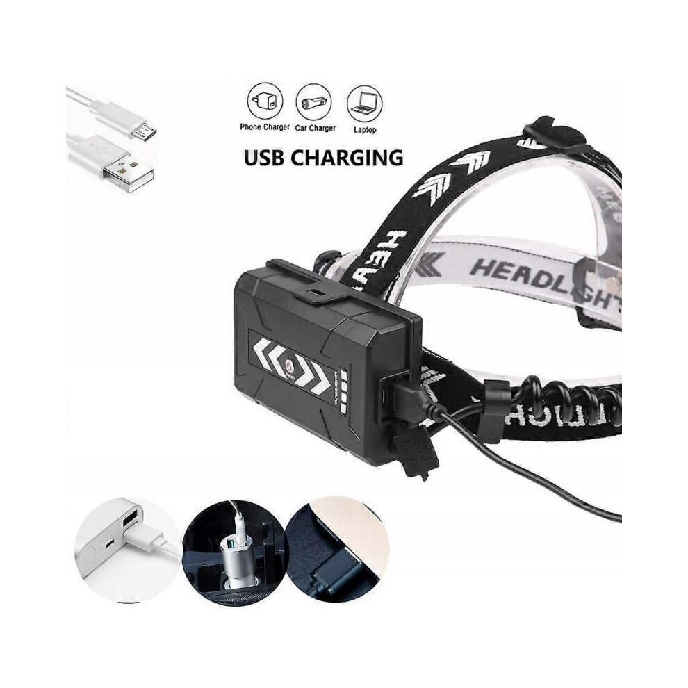 12000 Lumens Rechargeable LED Headlamp, XHP90 Powerful Headlamps High Power Head Torch 4 Modes Zoomable Work Light with Power Indicator