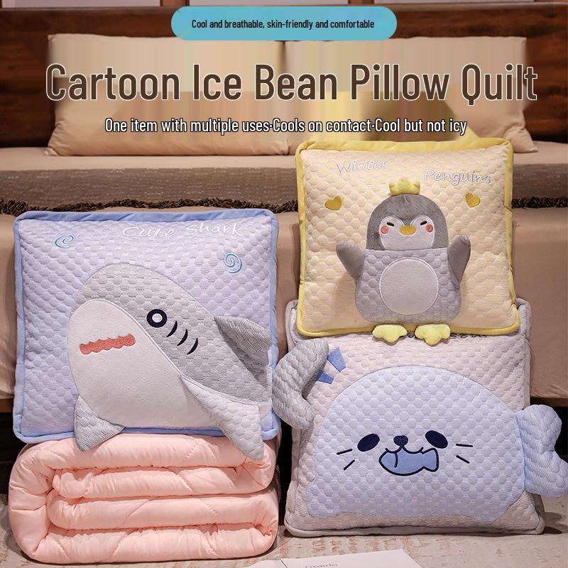 

Подушка-обнимашка и одеяло Ice Bean для офиса: Подушка-подголовник двойного назначения, складная автомобильная подушка для сна, решение для сна два в одном 35cm Blanket: 100*150cm