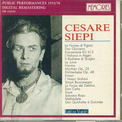 CD CESARE SIEPI - Public Performances 1953/70 HR4102 MEMORIES 1990 Italy Classical Used