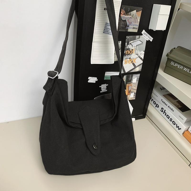 

Crossbody bag women s large-capacity canvas bag casual shoulder bag fashion tote bag lazy style retro dumpling bag чорний