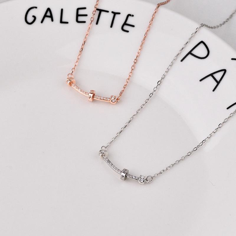 

Ожерелье с бриллиантовым кольцом Smile Studded, цепочка на ключицу Nail, легкая роскошь, нишевый дизайн, универсальный