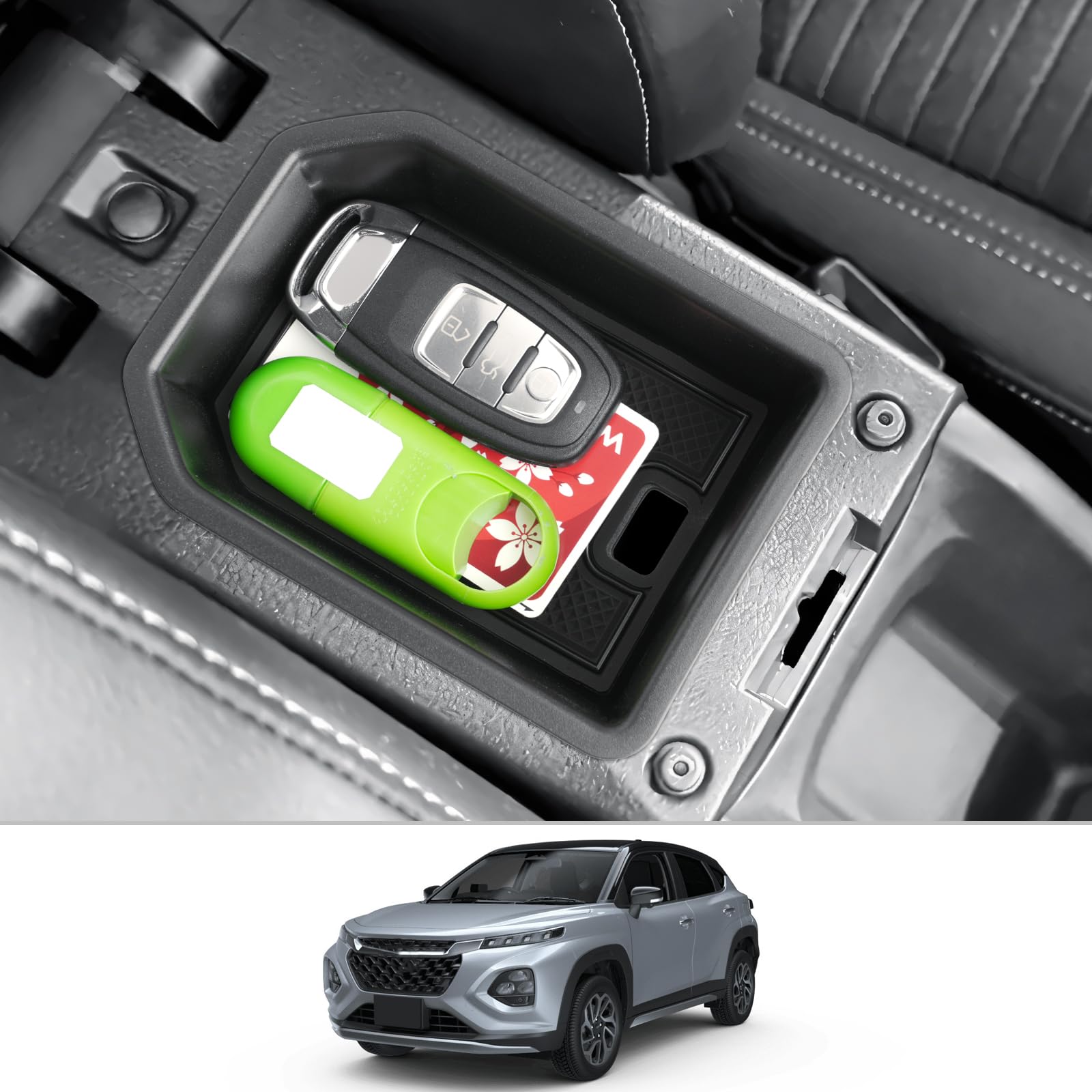 

New Suzuki Fronx Console Center Console Small Item ABS Mat USB Cable Hole Fronx WEB3S Console Car Storage Car Fronx Fronx WEB3S Interior Prevents