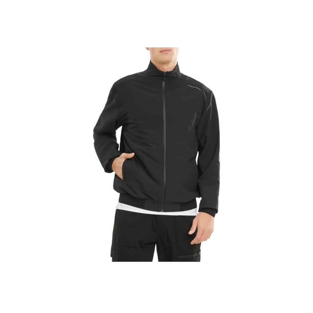 Puma X Porsche Collaboration Solid Color Stand Collar Zip Jacket Men Jackets Bright-Black 599671-01