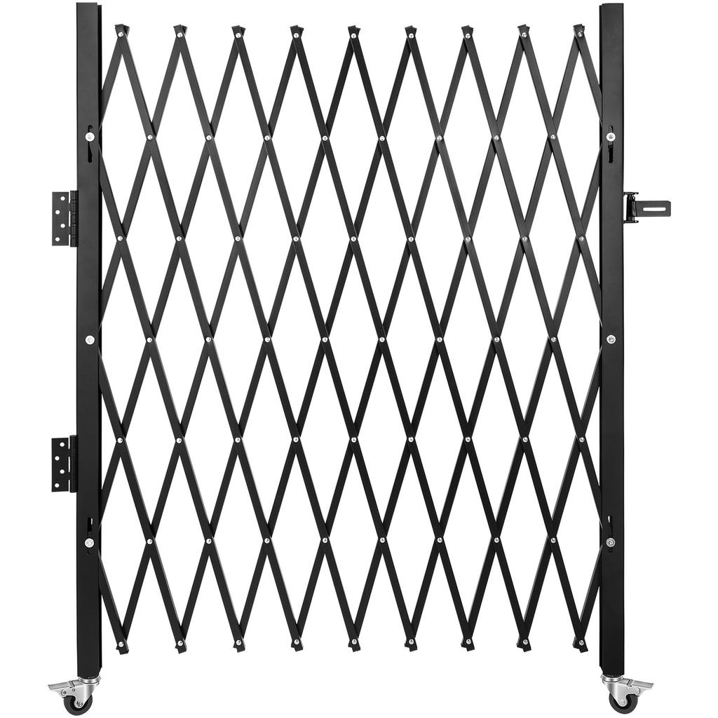 Single Folding Security Gate, 48" H X 71" W Folding Door Gate, Steel Accordion Security Gate, Flexible Expanding Security Gate, 360° Rolling Barricade