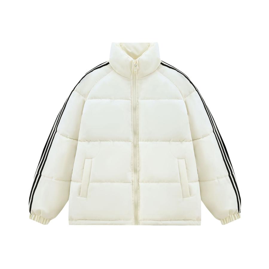 Winter Thick Puffer Coat for Women, Striped Casual Warm Coat for Couples, Thick Padding Jacket