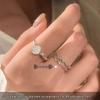 Damen 925 Sterling Silber Mondstein Offener Ring - High-End Light Luxury Zweilagiger Bandring