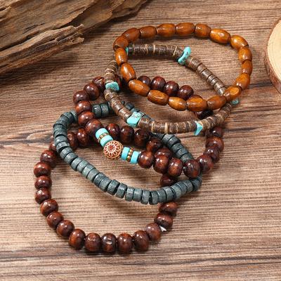 Mens Fashion Accessory 5pcs/Set Minimalist  Durable Design Fashion Wood Beaded Bracelets Spiritual Natural Stone for Daily Wear For Him  Jewelry