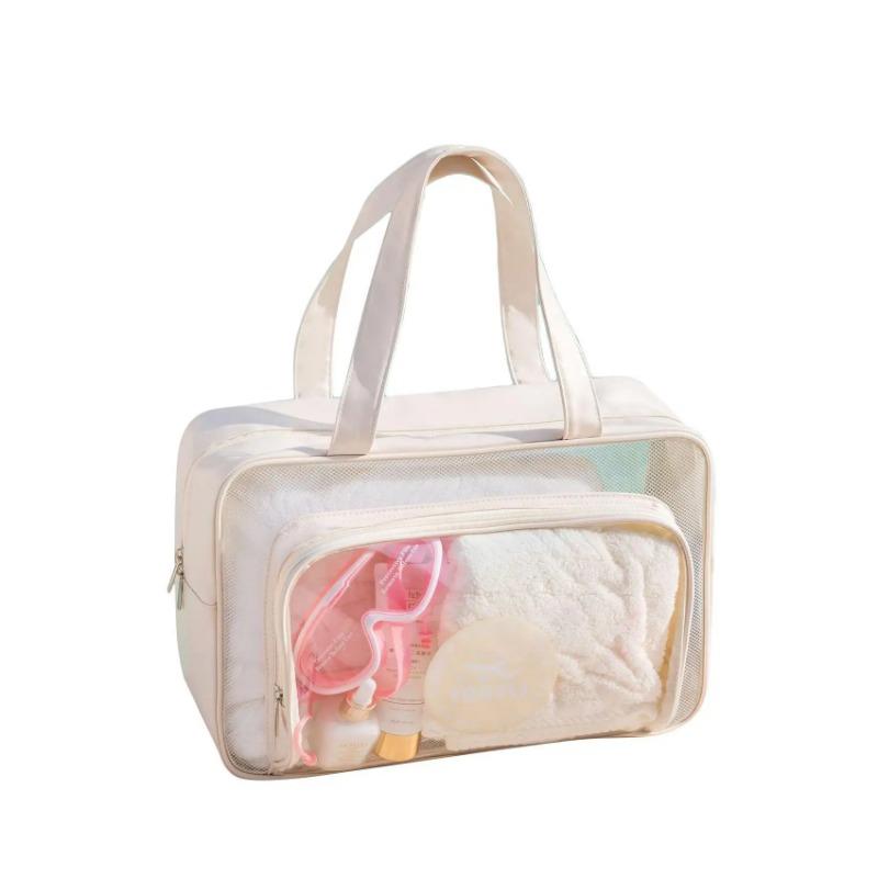 1PC/2Pcs Dry and Wet Separation Storage Bag Portable for Travel Makeup Toiletries Large Capacity Transparent Bag