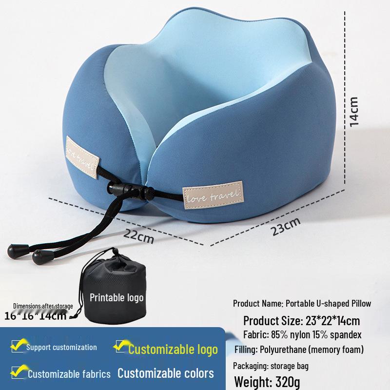 U-Shaped Memory Foam Travel Pillow for Neck and Cervical Spine Support