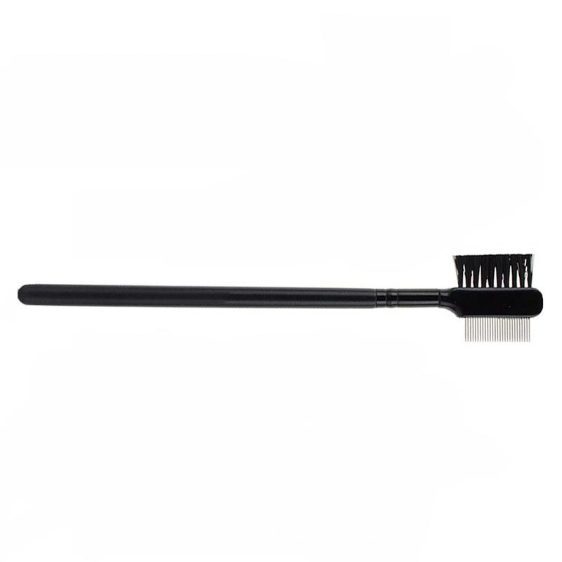 "Dual-Headed Eyebrow and Eyelash Brush with Wooden Handle"
