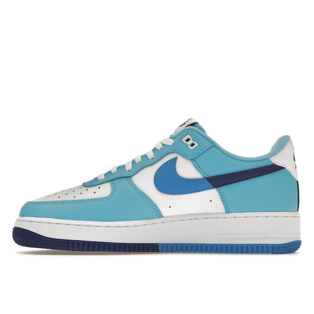 Nike Air Force 1 07 LV8 Split – Hellfotoblaue Herren-Sneaker, Weiß, Tiefkönigsblau, Baltisches Blau, DZ2522-100