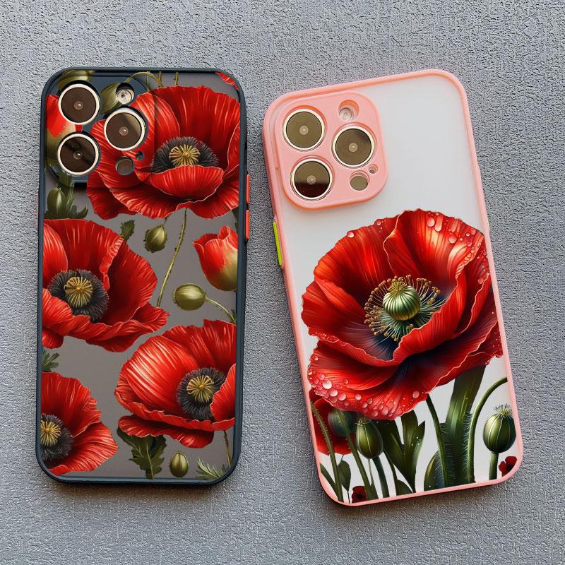Mohnblüten Blüte Heißes Rotes Case Für iPhone 17 16 12 13 Pro Max Mini 11 14 15 Pro Max XS X XR 7 8 Plus Stoßfeste Rückseitenabdeckungen