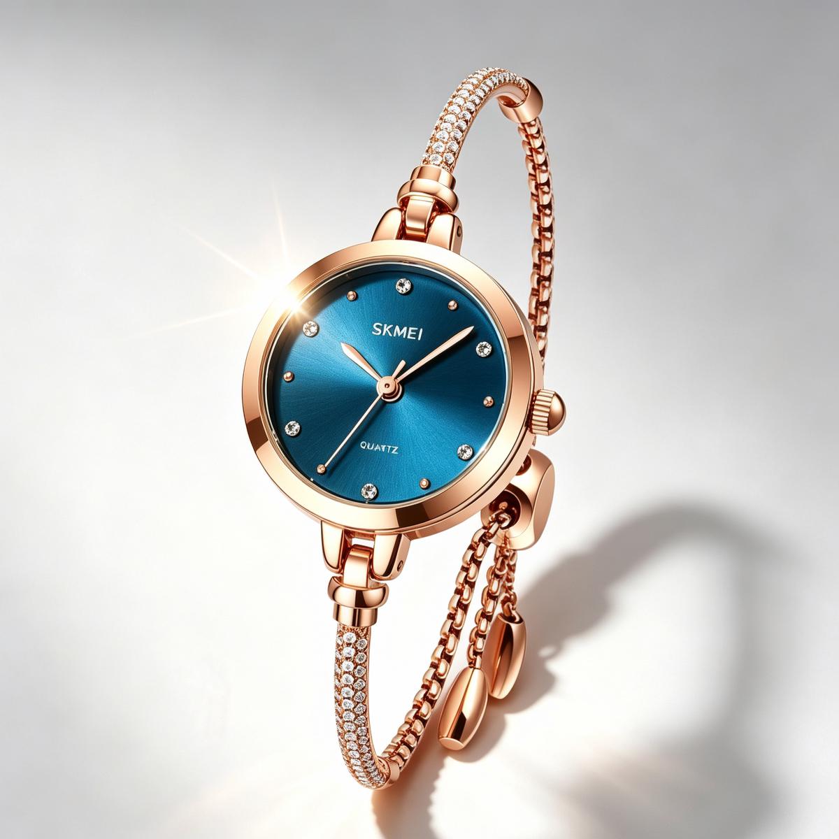 Women s Quartz Watch SKMEI Diamond Bracelet Slim 30M Waterproof 1805 синий