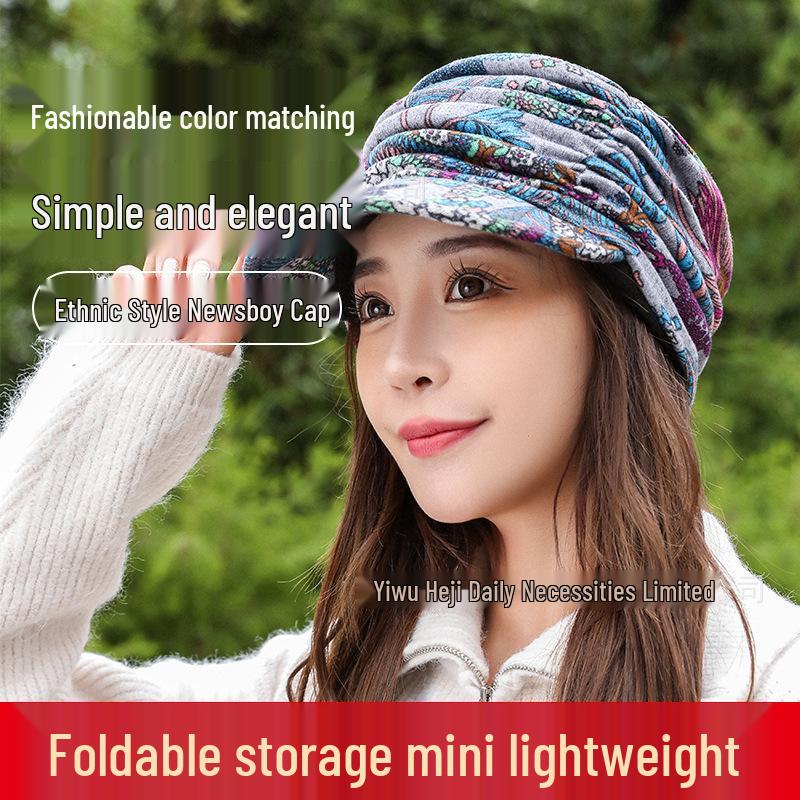 Women's Ethnic Style Plush Floral Duckbill Cap - Warm, Soft, and Versatile for Autumn and Winter