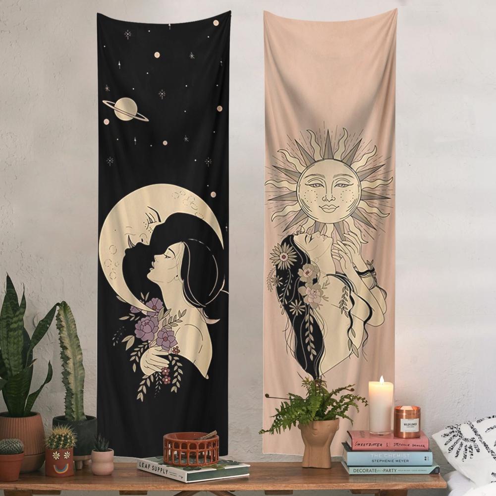 Sun and Moon Tapestry Wall Hanging Tapestry for Bedroom Living Room Tapestry Aesthethic Vertical Tapestry Background Wall Decor