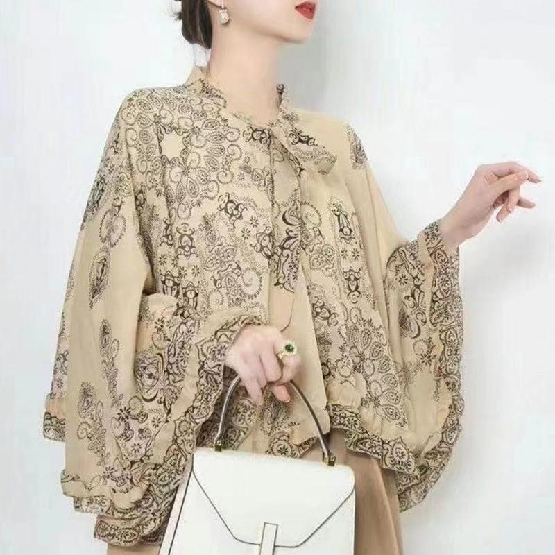 Thin Print Sunscreen Shawl Women Summer Uv Protection Riding Sunscreen Cloak Lady Poncho Capes Black