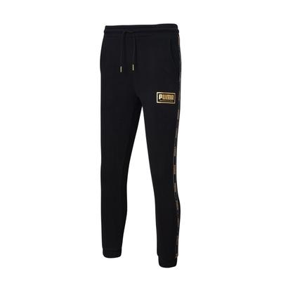 Holiday Logo Foil Print Casual Cuffed Sports Pants Men Pants Black 586352-01