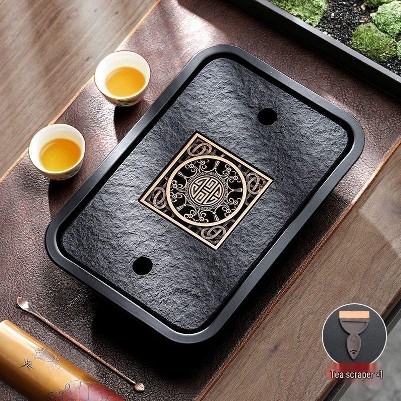Modern Black Gold Stone Tea Tray