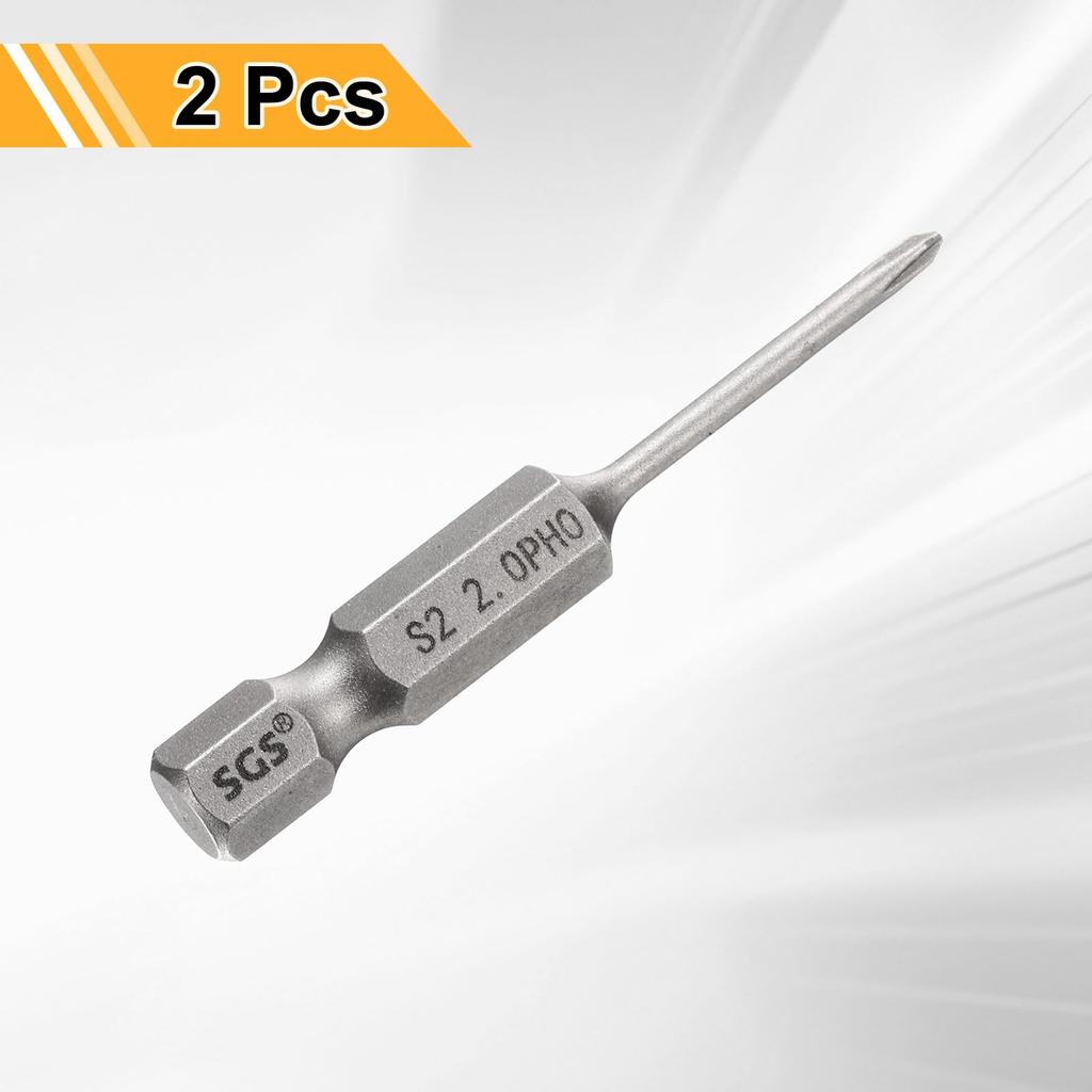 Uxcell 2pcs Philips Screwdriver Bits PH0 Hex Shank Long Rod Magnetic Crosshead Drill Bits S2 Steel for Industrial Screwdrivers and Power Gray #0 1/4"