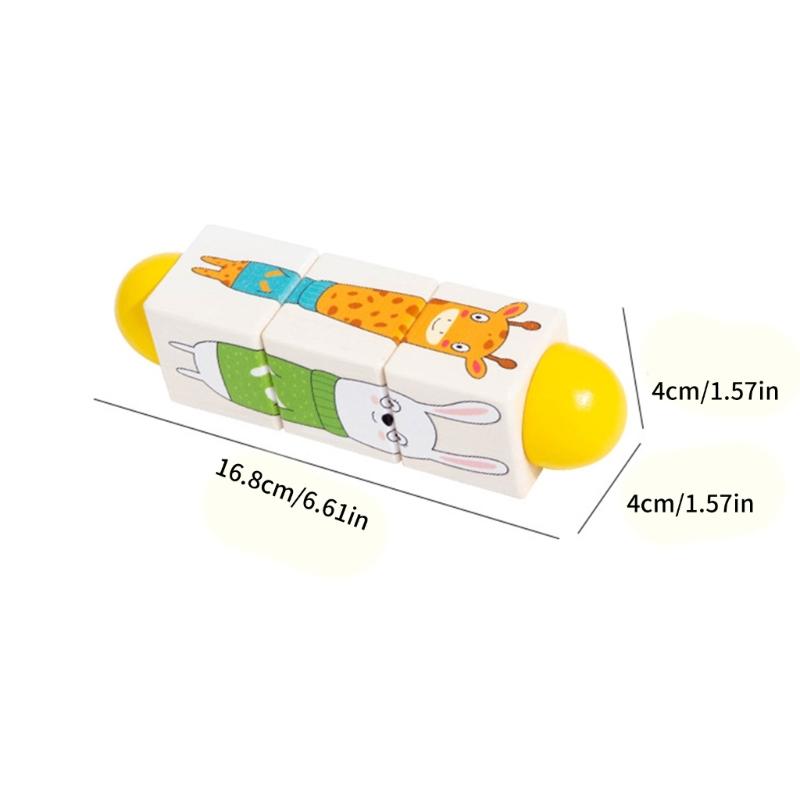 Educational Wooden Sensory Puzzle Block Toy With Rotating Design Early Learning Puzzle Block For Toddler Motor Skill