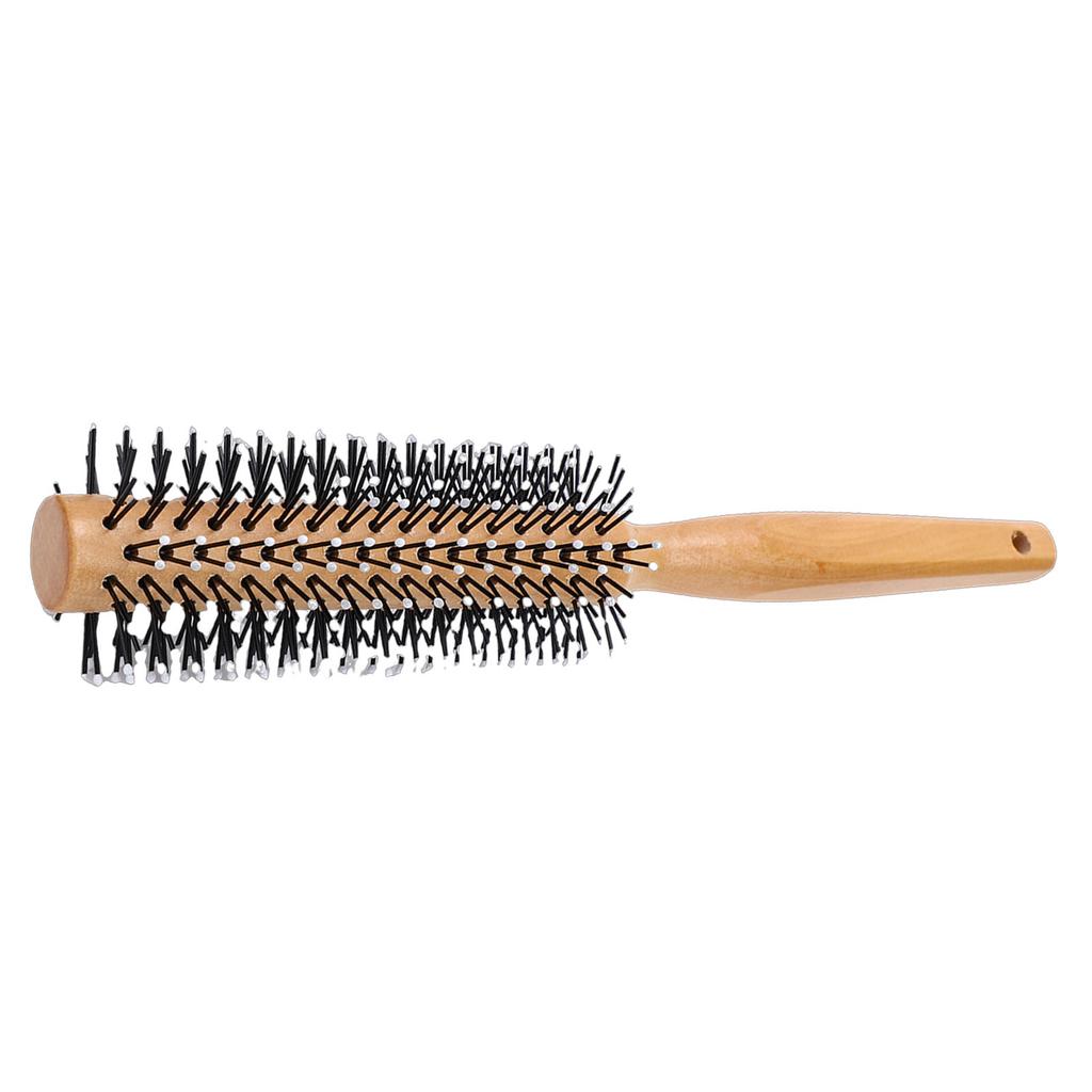 Round Hair Brush Smoothing Hair Reduces Frizz Wooden Round Curling Roller Comb with Anti Static Handle for Men Women
