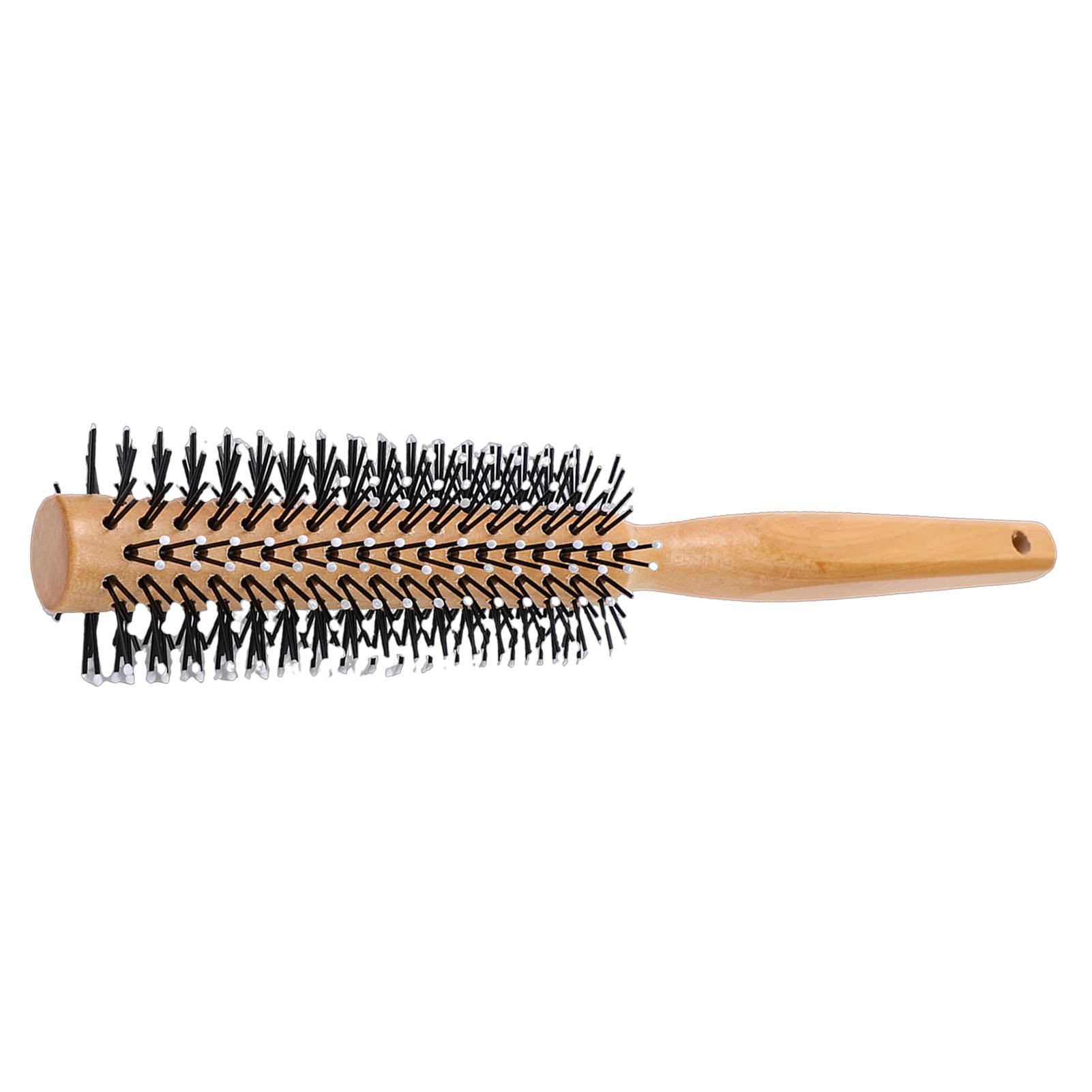 

Round Hair Brush Smoothing Hair Reduces Frizz Wooden Round Curling Roller Comb with Anti Static Handle for Men Women Large