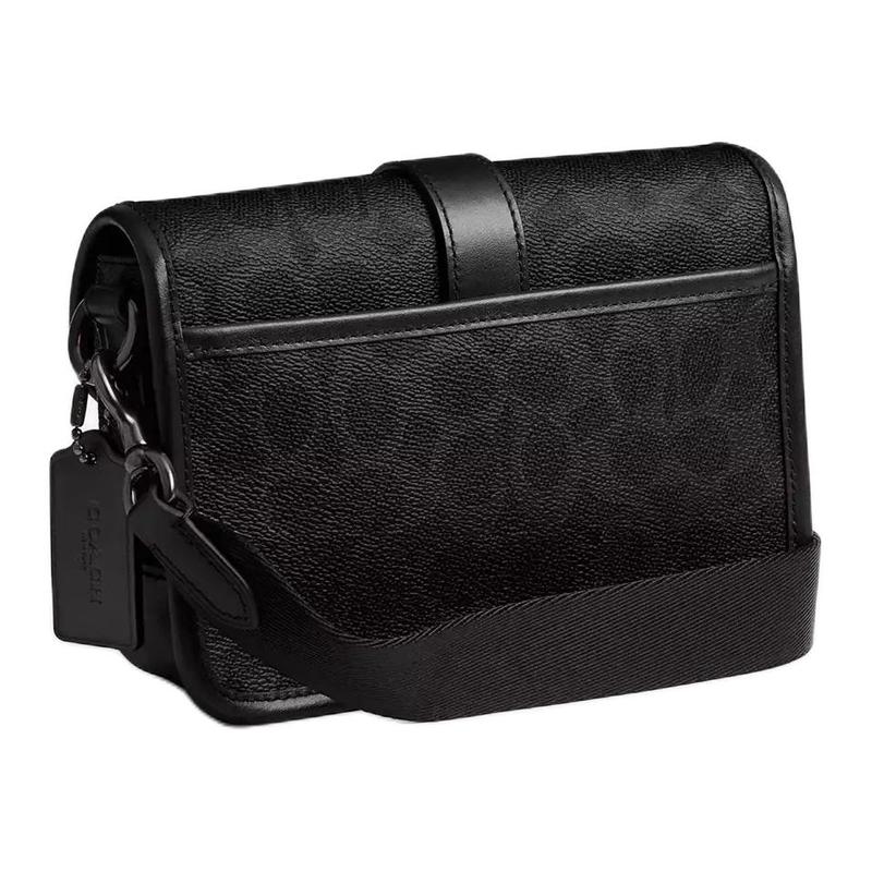 Coach Liga 19 Abnehmbarer Schultergurt Schnellverschluss Signatur-beschichtetes Canvas und feines Kalbsleder Crossbody-Tasche Klein Herren Schwarz