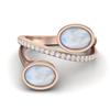 925 Sterling Silver Rose Vermeil 2.5 Cts Oval Shape Moonstone Dual Stone Boho Wedding Women Ring