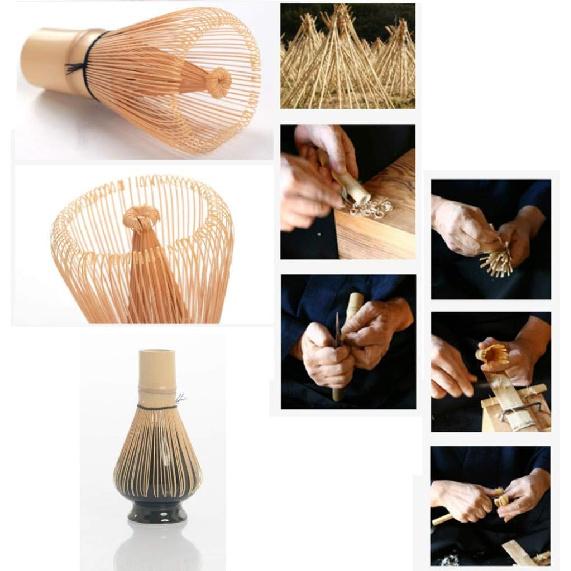 Japanese Matcha Tool Set Bamboo Scoop,Bamboo Spoon,Bamboo Whisk,Ceramic Whisk Holder Fit for Tea Ceremony Use (White)