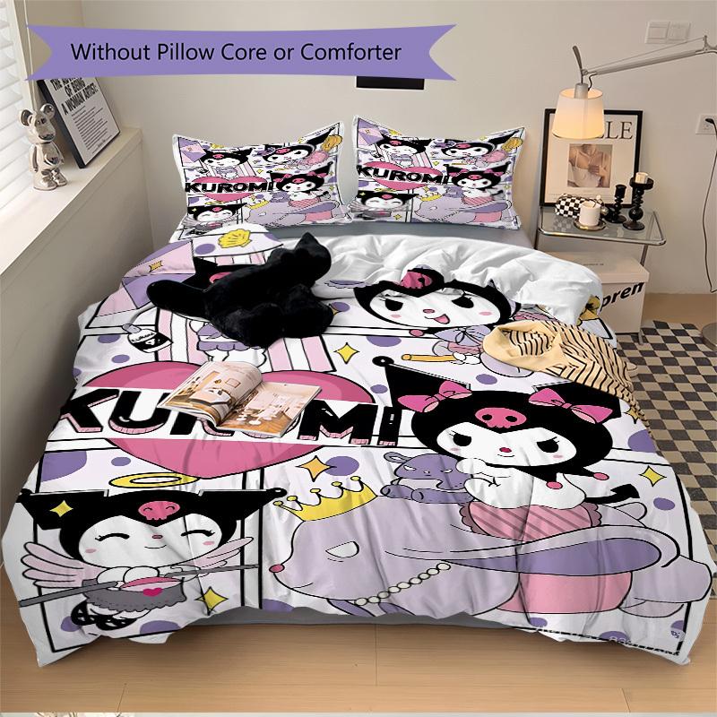 3pcs Kuromi, Character Goods Bedding Set: Perfect for Bedroom or Guest Room. Soft and Comfortable with No Core Included yy251009209