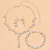 4pcs Women's Jewelry Set Rhinestone Necklace Earrings Bracelet Bride Wedding Accessories