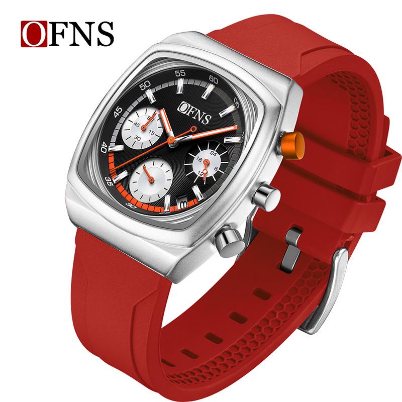 Men s Square Quartz Chronograph Watch - Multifunctional with Three Dials, Six Hands, and Calendar. Perfect for Students.