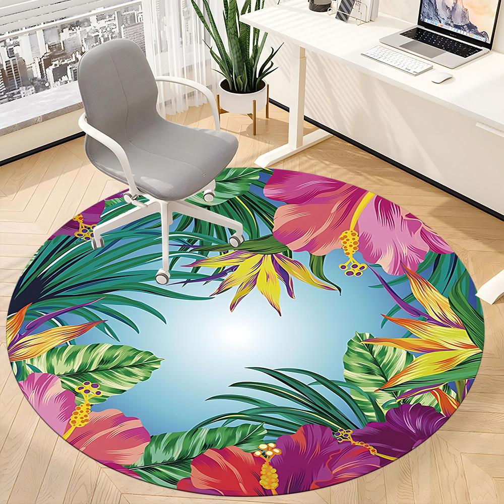 1PC Tropical Flowers Chair Carpet for Office Non-Slip, Lightweight, Machine Washable Rug for Office, Sleeping, Room - Holiday DecorPolyester