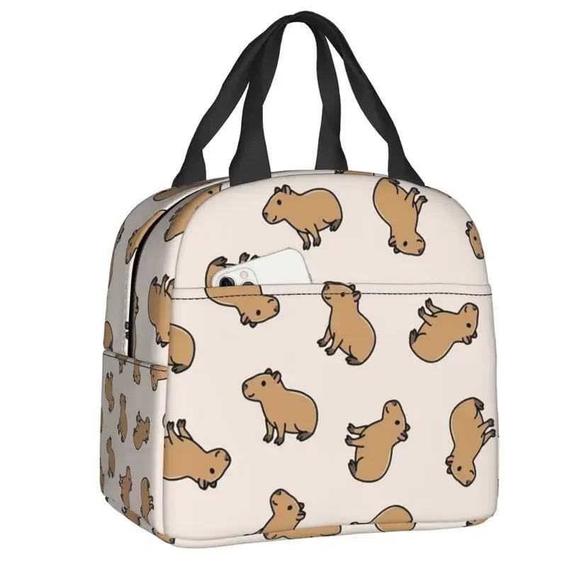 Capy Capybara Insulated Lunch Tote Bag for Women Cute Portable Warm Cooler Thermal   School Picnic Food Container