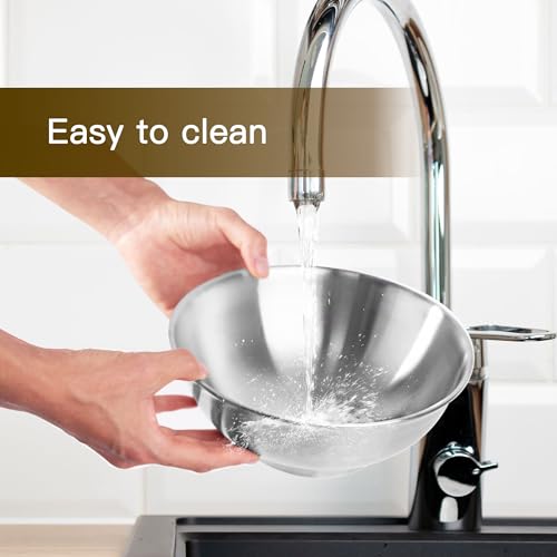 IMEEA Ramen Bowl, Noodle Bowl, Salad Bowl, Approx. 22cm, Stainless Steel, Dishwasher Safe, Heat Resistant, Hairline Double Layer, Set of 2