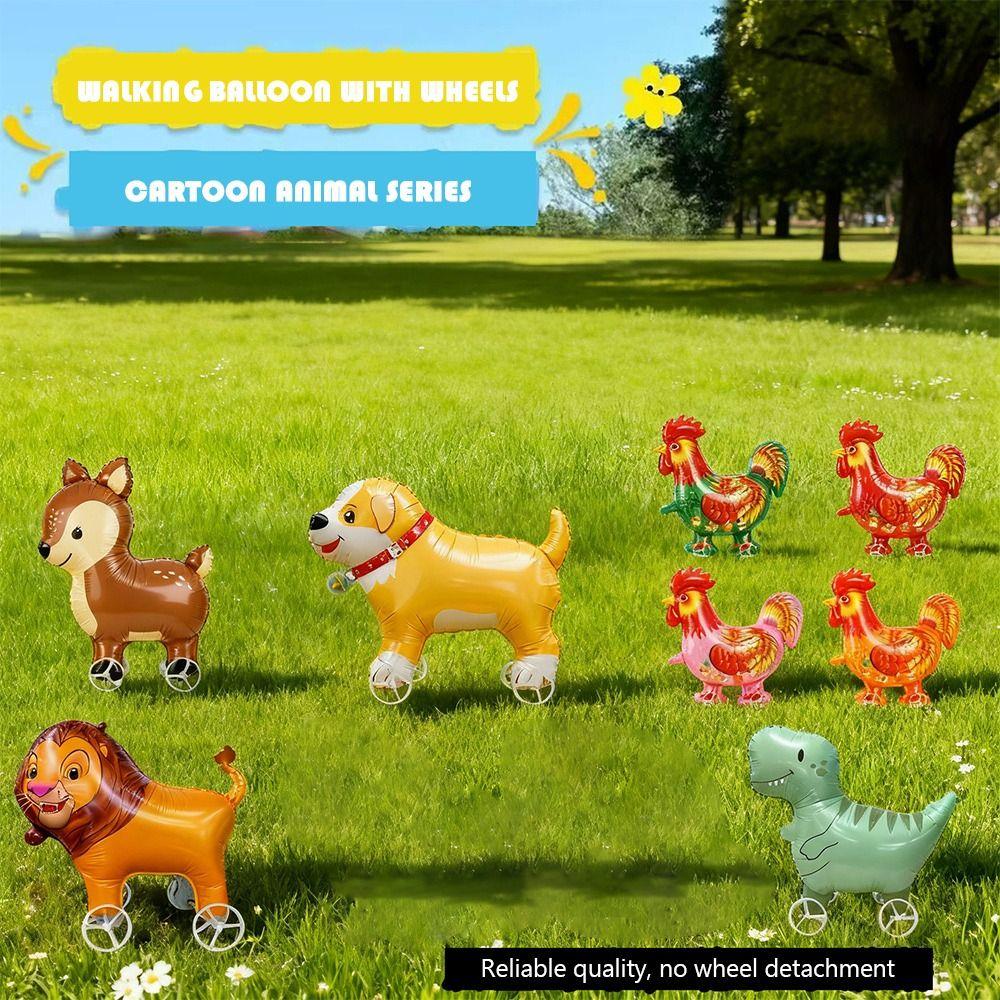 Large Size Walking Balloon Cartoon Animal Foil Balloons Balloon With Wheel  Scene Decoration