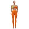 K10179 Women's Summer Sexy Nightclub Feather Camisole and Pants Two-Piece Set