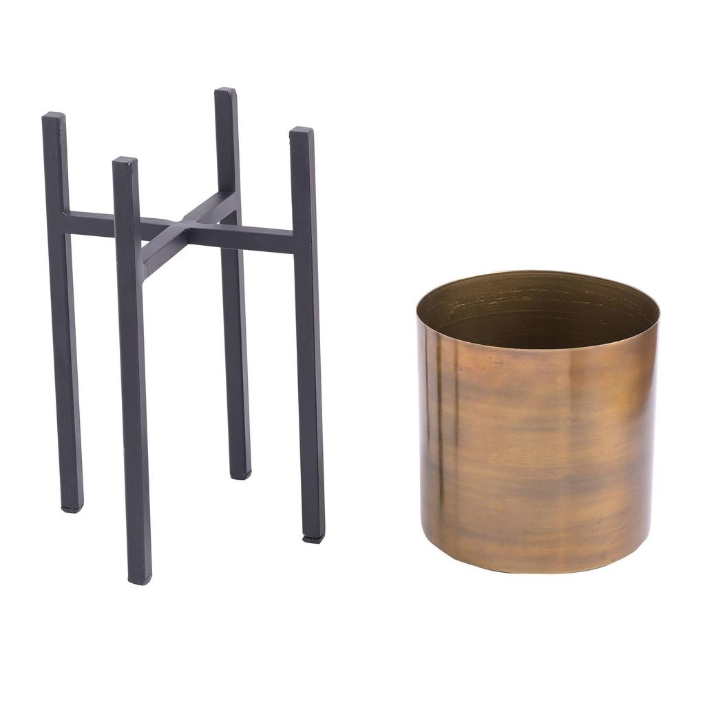 Country Living Set of 2 Iron Planters on Stands Gold & Bronze