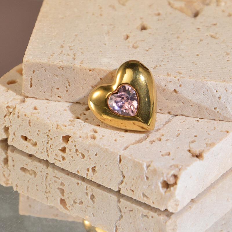 

1pc Zircon Inlay Heart Shape Pendant Charms Stainless Steel Pendants for Jewelry Making Accessries DIY розовый