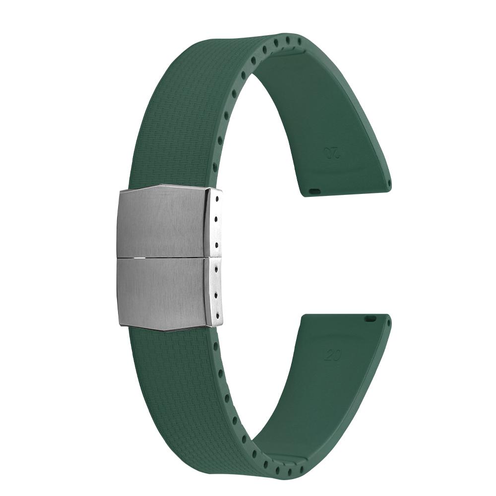 20mm Delugs CTS FKM Gummi Uhrenarmbänder mit 4 Farben Schmetterlingsschließe Einzigartige Textur Schnellverschluss Uhrenarmband für Markenuhr