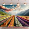 2D Spring Nature Tulip Farm Backdrop Scenic Mountain Landscape Party Photo Booth Cloth
