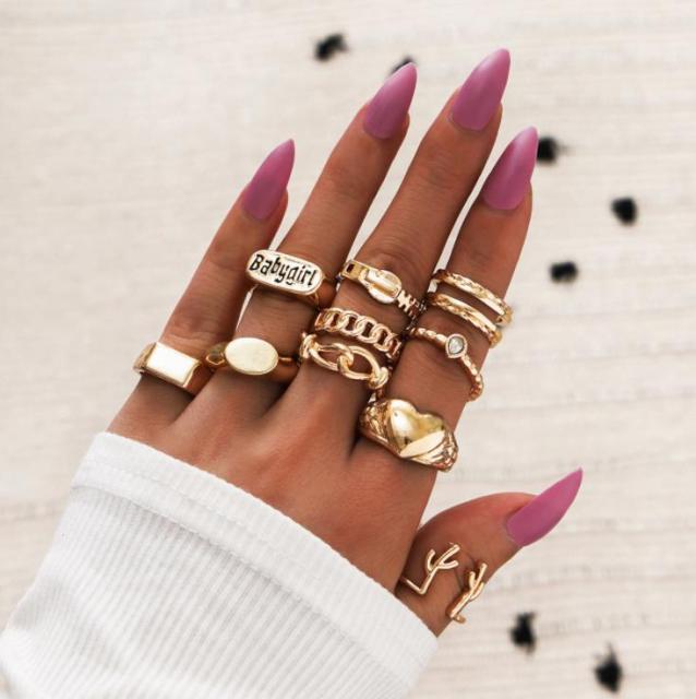 Matching Rings For Women Anillos Mujer Gold Ring Set Bagues Anillo Bohemian Jewellery Slytherin Accessories Couple Gift Sygnety
