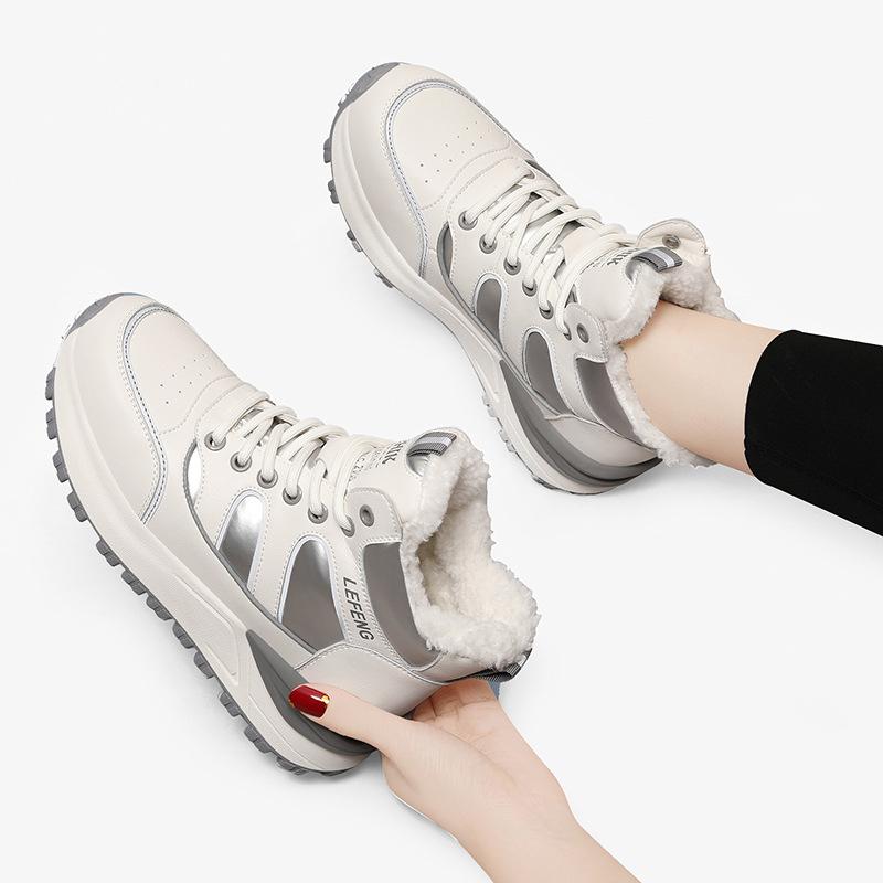 Fleece Papa-Schuhe Damenschuhe Winter Neu Dicke Sohle Warme Baumwollschuhe Lässig Flache Sohle Sportschuhe Warme Trendige Schuhe