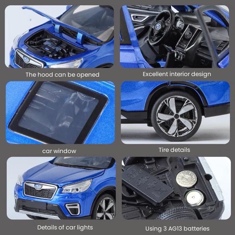 1/32 Subaru Forester SUV Alloy Off-Road Vehicle Miniature Scale Model Car Diecast Metal Sound and Light Collection Children Toy Gift