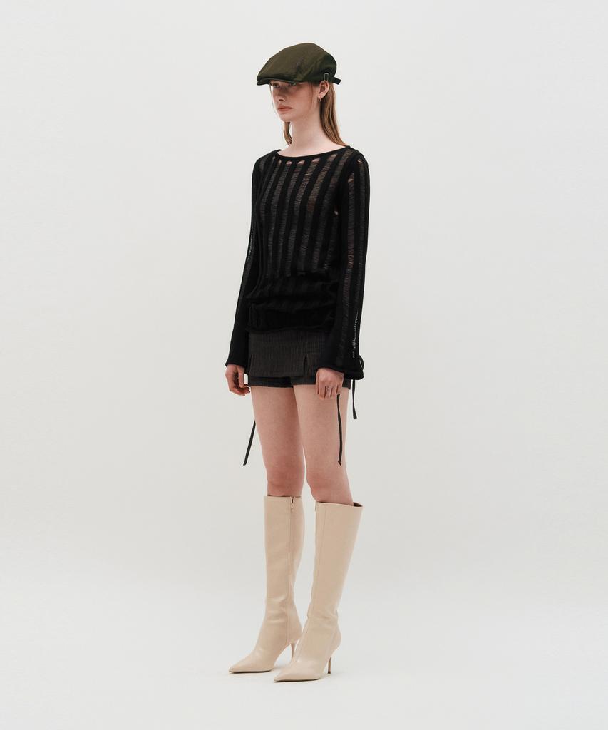 Kimjisu Ribbon Tied Mini Skirt Pants _ Brown